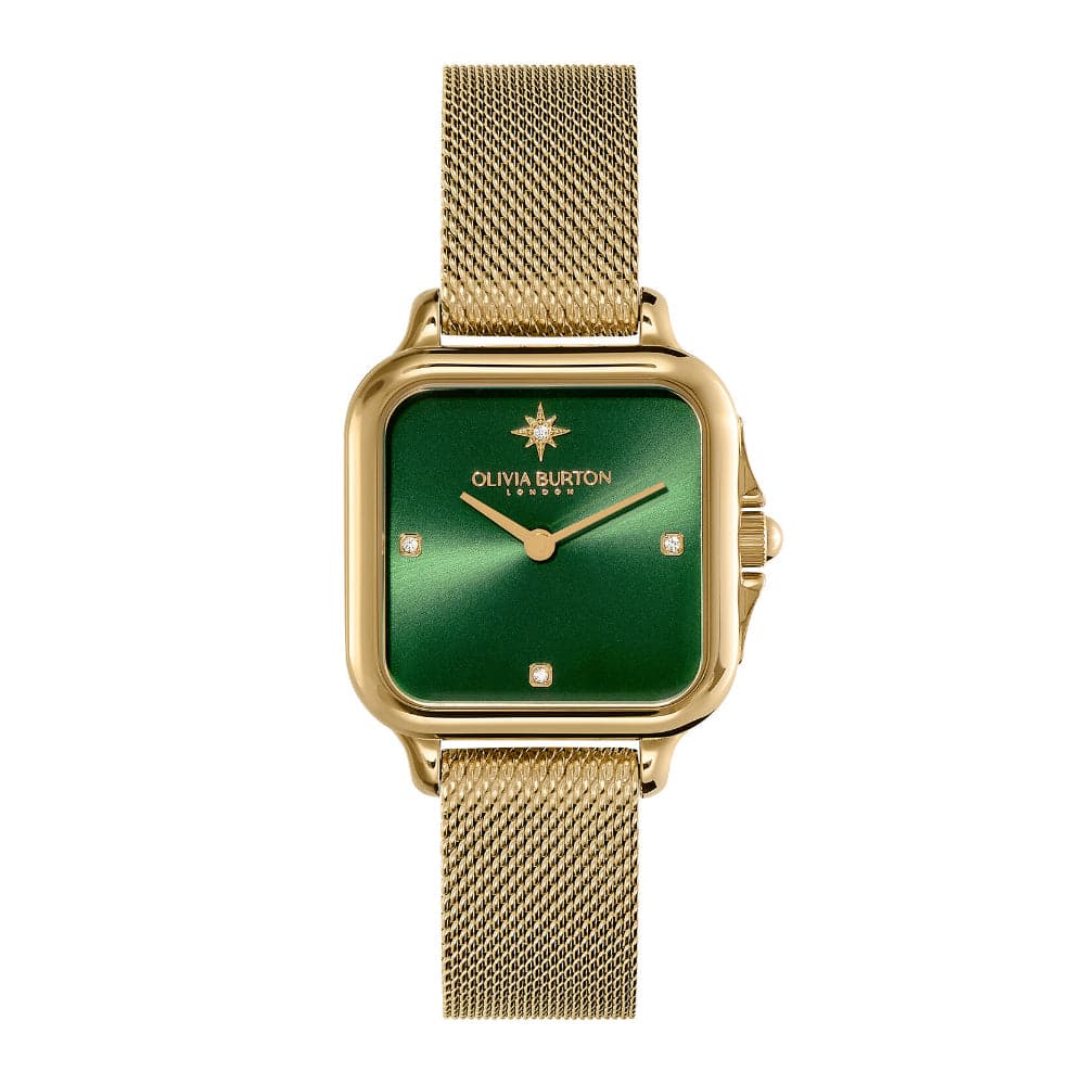 Olivia Burton Grosvenor Green Gold Milanese Strap Women Watch