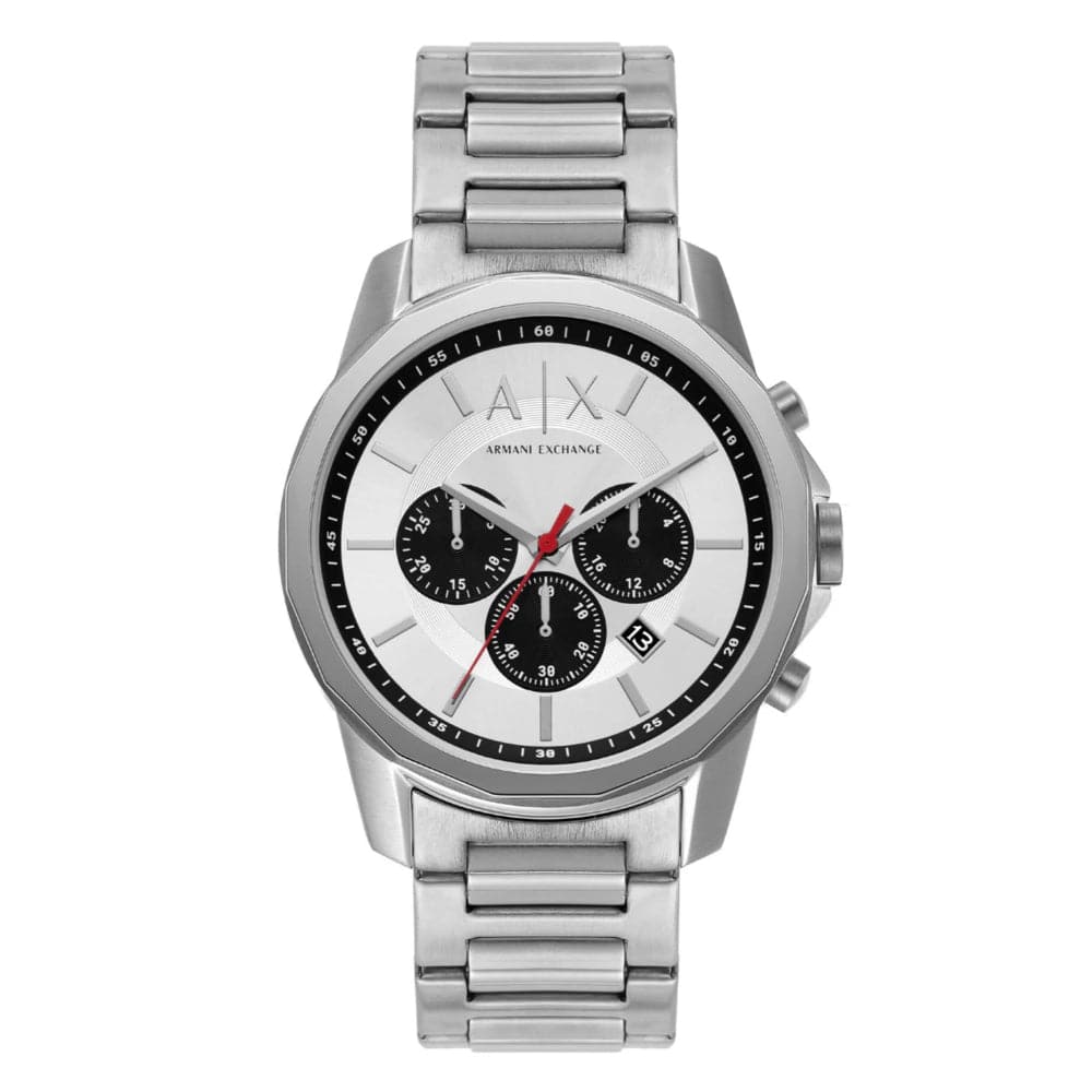 Armani Exchange Chronograph AX1 H2 Men Hub – Strap Watch Steel Stainless Silver
