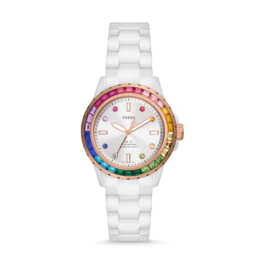 Fossil watch women's white silicone strap hotsell