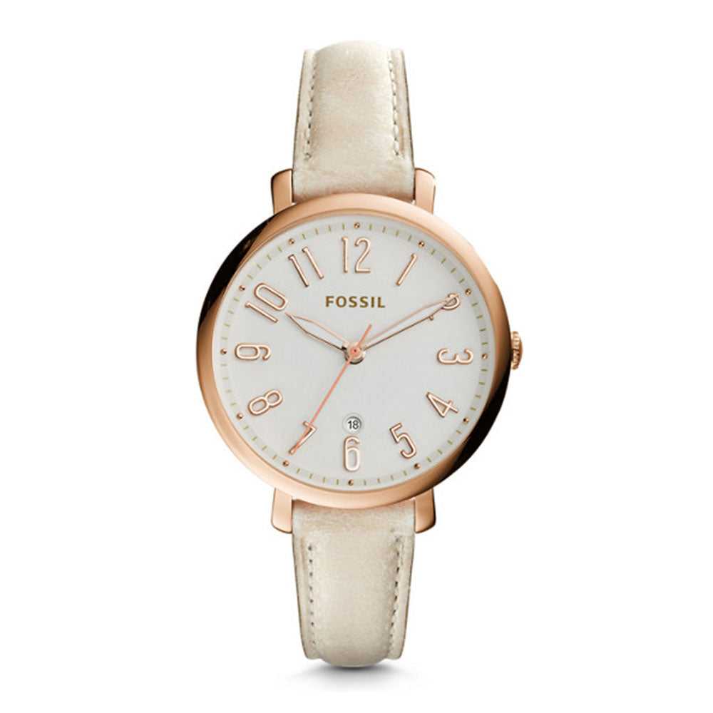 FOSSIL JACQUELINE ANALOG QUARTZ ROSE GOLD STAINLESS STEEL ES3943 BEIGE H2 Hub