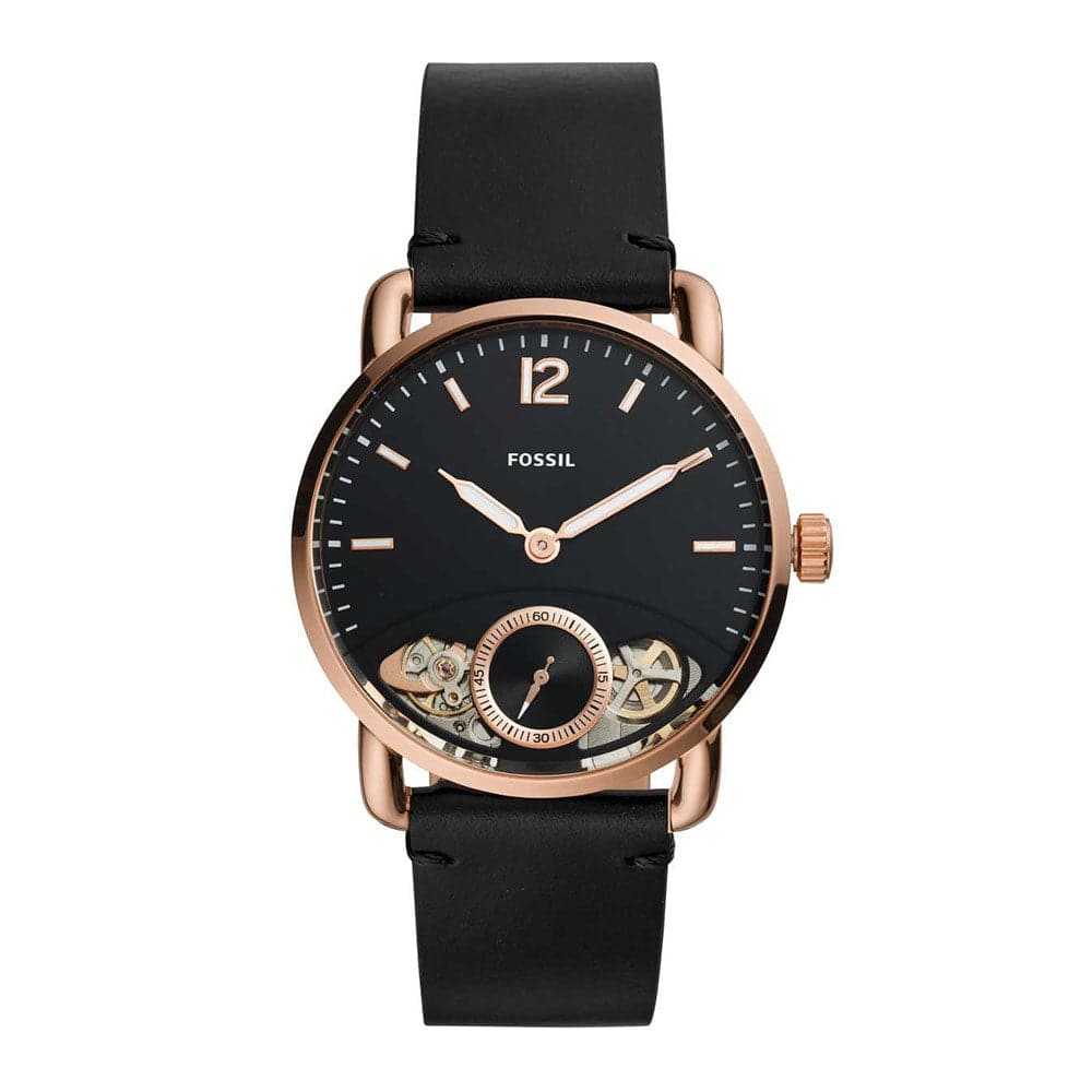 Fossil watch black and rose gold sale