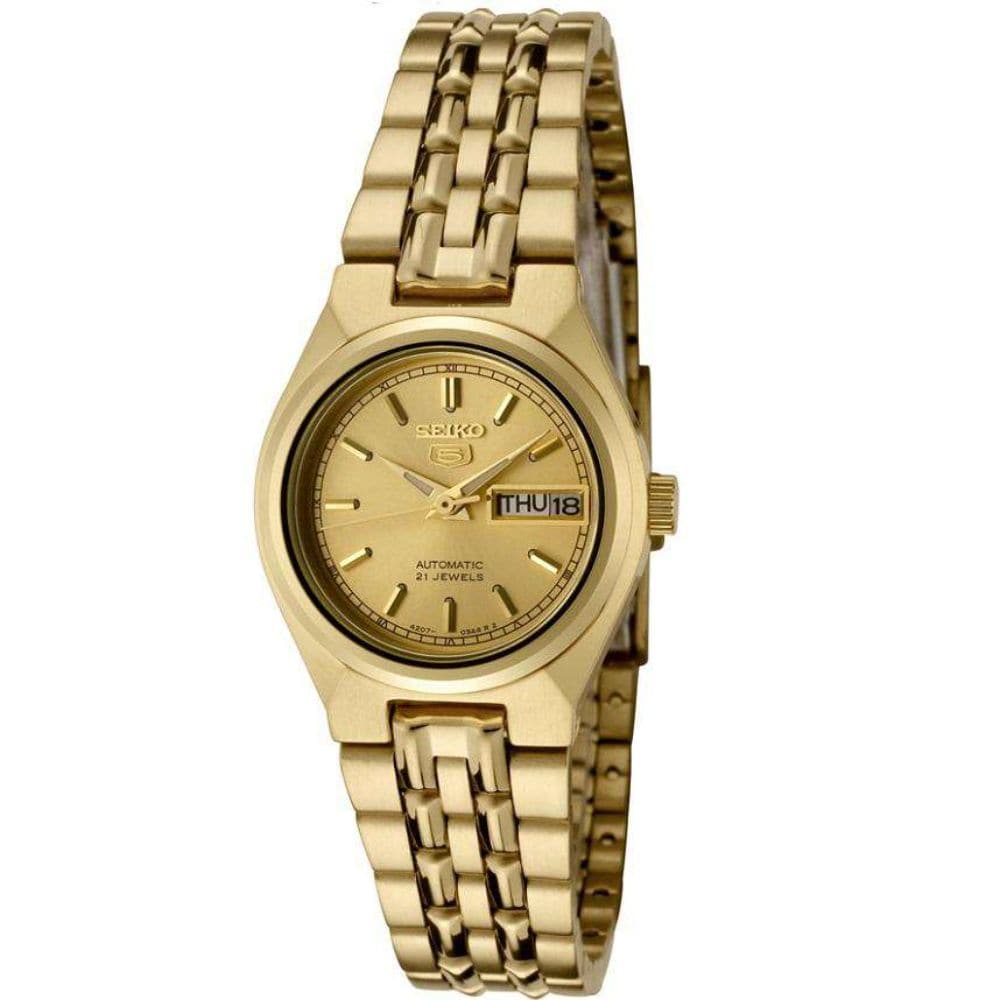 SEIKO 5 SYMA04K1P GOLD STAINLESS STEEL WOMEN S WATCH H2 Hub