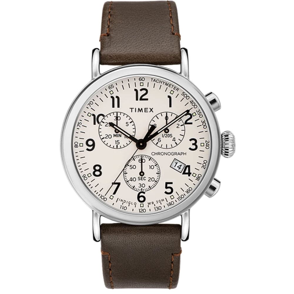 TIMEX STANDARD CHRONOGRAPH LEATHER STRAP TW2T21000 MEN S WATCH