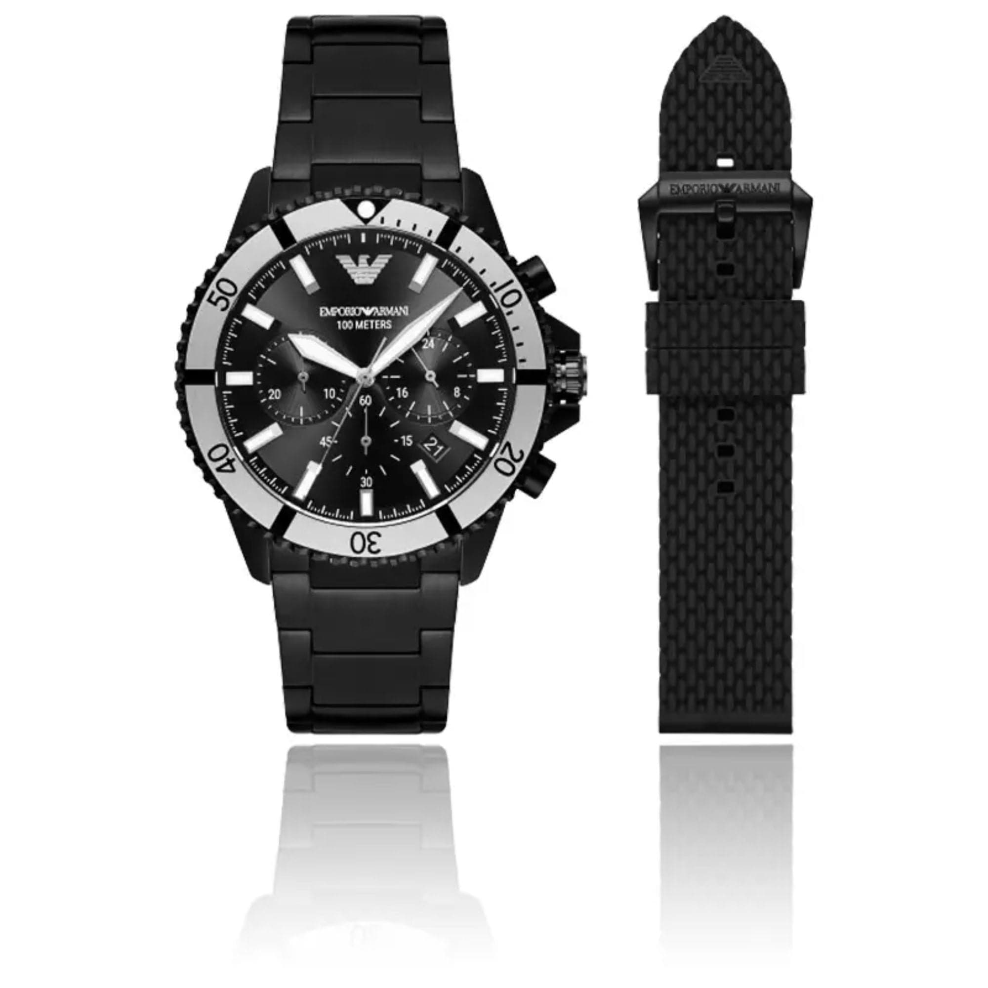 EMPORIO ARMANI CHRONOGRAPH WATCH AND INTERCHANGEABLE STRAP SET