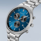 Bering Titan Chrono Blue Dial Silver Stainless Steel Strap Men Watch 11743-707