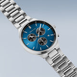 Bering Titan Chrono Blue Dial Silver Stainless Steel Strap Men Watch 11743-707