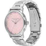 Coach New York Pink Dial Silver Stainless Steel Strap Women Watch 14000088