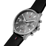 Tommy Hilfiger Chronograph Black Leather Strap Men Watch 1710495