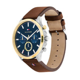 Tommy Hilfiger Chronograph Blue Dial Brown Leather Strap Men Watch 1710496