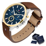 Tommy Hilfiger Chronograph Blue Dial Brown Leather Strap Men Watch 1710496