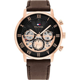 Tommy Hilfiger Chronograph Black Dial Brown Leather Strap Men Watch 1710566