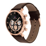 Tommy Hilfiger Chronograph Black Dial Brown Leather Strap Men Watch 1710566