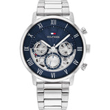 Tommy Hilfiger Blue Dial Chronograph Silver Stainless Steel Strap Men Watch 1710569