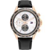 Tommy Hilfiger Chronograph Black Leather Strap Men Watch 1792016