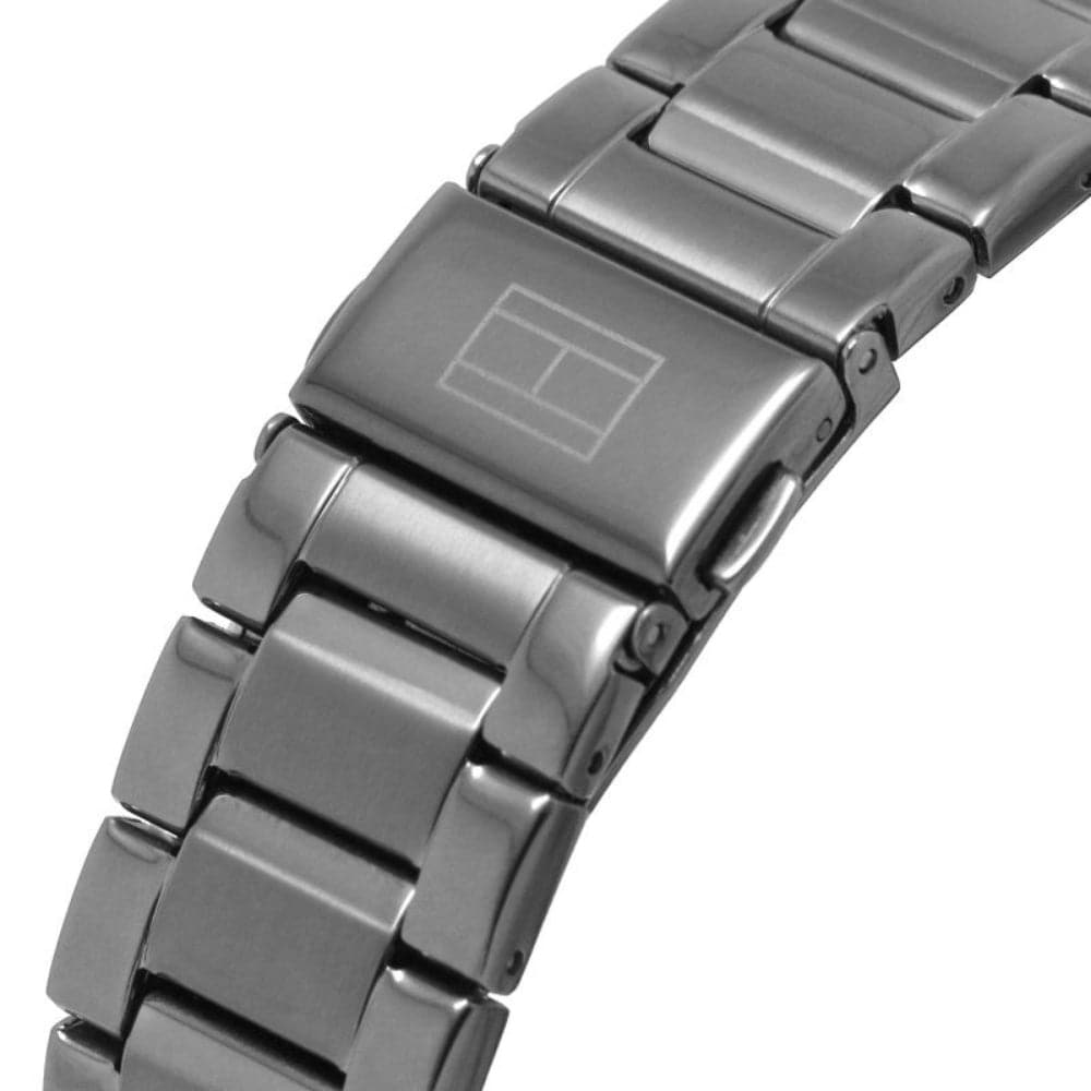 Hilfiger Stainless Men Watch H2 Hub Tommy Strap 179206 Steel Gray Chronograph –