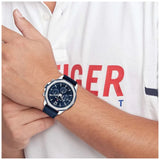 Tommy Hilfiger Chronograph Blue Leather Strap Men Watch 1792063