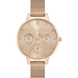 Olivia Burton Multifunction Carnation Rose Gold Mesh Women Watch 24000008