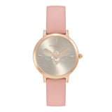 Olivia Burton Signature Bee Ultra Slim Carnation Gold & Blush Leather Strap Watch 24000018