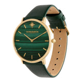 Olivia Burton Celestial Faux Malachite, Gold & Green Leather Strap Women Watch 24000067