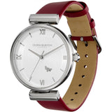 Olivia Burton Minima Bee Burgundy Leather Strap Women Watch 24000098