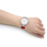 Olivia Burton Minima Bee Burgundy Leather Strap Women Watch 24000098