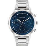 Calvin Klein Blue Dial Chronograph Silver Stainless Steel Strap Men Watch 25200063