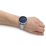 Calvin Klein Blue Dial Chronograph Silver Stainless Steel Strap Men Watch 25200063