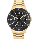 Calvin Klein Chronograph Black Dial Gold Stainless Steel Strap Men Watch 25200116