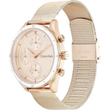 Calvin Klein Chronograph Rose Gold Milanese Strap Women Watch 25200175