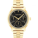 Calvin Klein Chronograph Black Dial Gold Stainless Steel Strap Women Watch 25200177