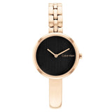 Calvin Klein Bangled Black Dial Rose Gold Stainless Steel Strap Women Watch 25200280