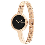 Calvin Klein Bangled Black Dial Rose Gold Stainless Steel Strap Women Watch 25200280