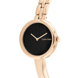 Calvin Klein Bangled Black Dial Rose Gold Stainless Steel Strap Women Watch 25200280