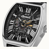 Ingersoll The California Automatic Skeleton Dial Black Leather Strap Men's Watch I14202