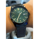 Casio General Green Dial Black Stainless Steel Strap Men Watch MTP-VD03B-3AUDF-P