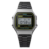 Casio General Digital Black Stainless Steel Strap Unisex Watch A168WEHB-1ADF-P