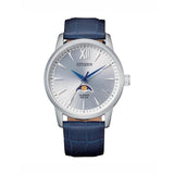 Citizen Silver Dial Blue Leather Strap Men Watch AK5000-03A