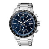 Citizen Chronograph Blue Dial Silver Stainless Steel Strap Men Watch AN3600-59L