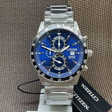 Citizen Chronograph Blue Dial Silver Stainless Steel Strap Men Watch AN3600-59L