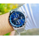 Citizen Chronograph Blue Dial Silver Stainless Steel Strap Men Watch AN3600-59L