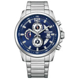 Citizen Chronograph Blue Dial Silver Stainless Steel Strap Men Watch AN3690-56L