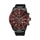 Citizen Chronograph Red Dial Black Stainless Steel Strap Men Watch AN8167-53X