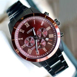 Citizen Chronograph Red Dial Black Stainless Steel Strap Men Watch AN8167-53X