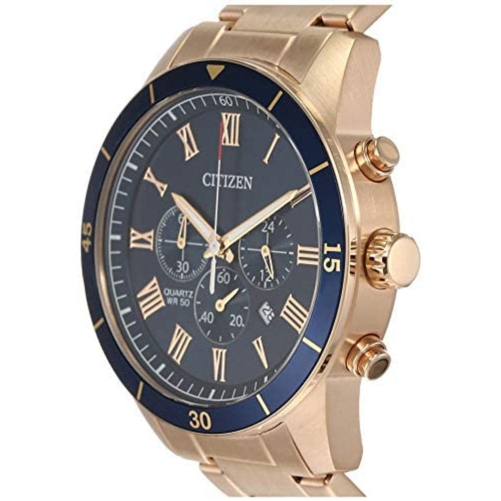 Citizen Chronograph Blue Dial Gold Stainless Steel Strap Men Watch An8 H2 Hub 6251