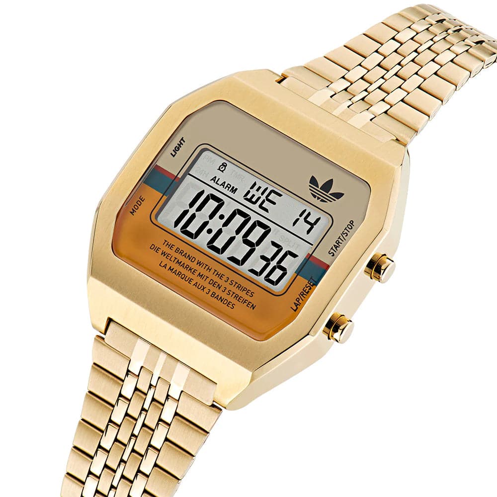 Adidas Originals Digital Gold Steel – Hub Unisex Strap Watch H2 Stainless