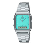 Casio General Turquoise Dial Silver Stainless Steel Strap Unisex Watch AQ-230A-2A2DMQ-P