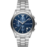 Emporio Armani Chronograph Blue Dial Silver Stainless Steel Men Watch AR11528