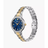 Emporio Armani Blue Dial Two-Tone Stainless Steel Strap Women Watch AR11576