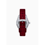 Emporio Armani Silver Dial Red Leather Strap Women Watch AR60075