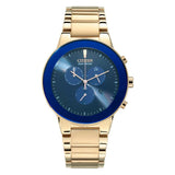 Citizen Chronograph Blue Dial Gold Stainless Steel Strap Men Watch AT2243-87L